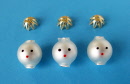 3 têtes blanches 18mm et 3 clochettes dorées