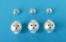 3 têtes blanches 18mm et 3 clochettes argentées