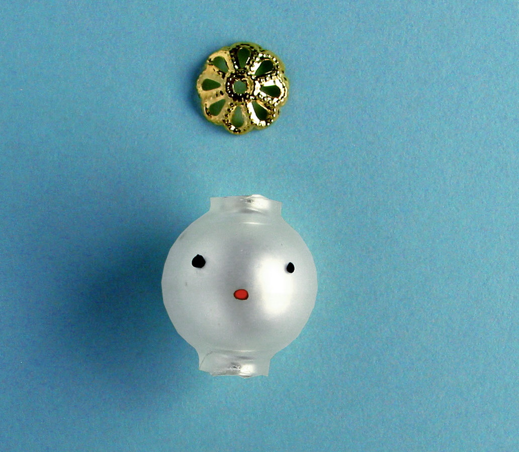 Tête en verre blanc avec yeux, 14mm