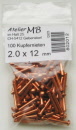 100 rivets, ø 2.0 x 12 mm, copper